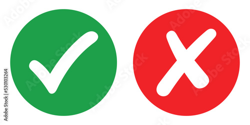 yes tick and no cross buttons vector photo