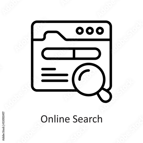 Online Search Outline Vector Icon Design illustration on White background. EPS 10 File