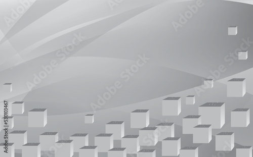 3d particle box cube gray background 