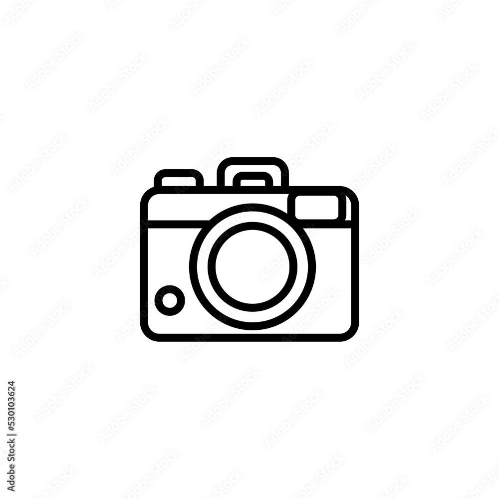 Camera line icon isolated on white background