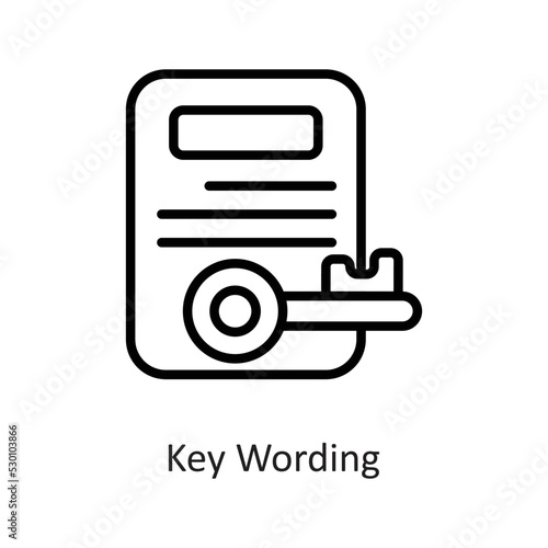 key wording Outline Vector Icon Design illustration on White background. EPS 10 File