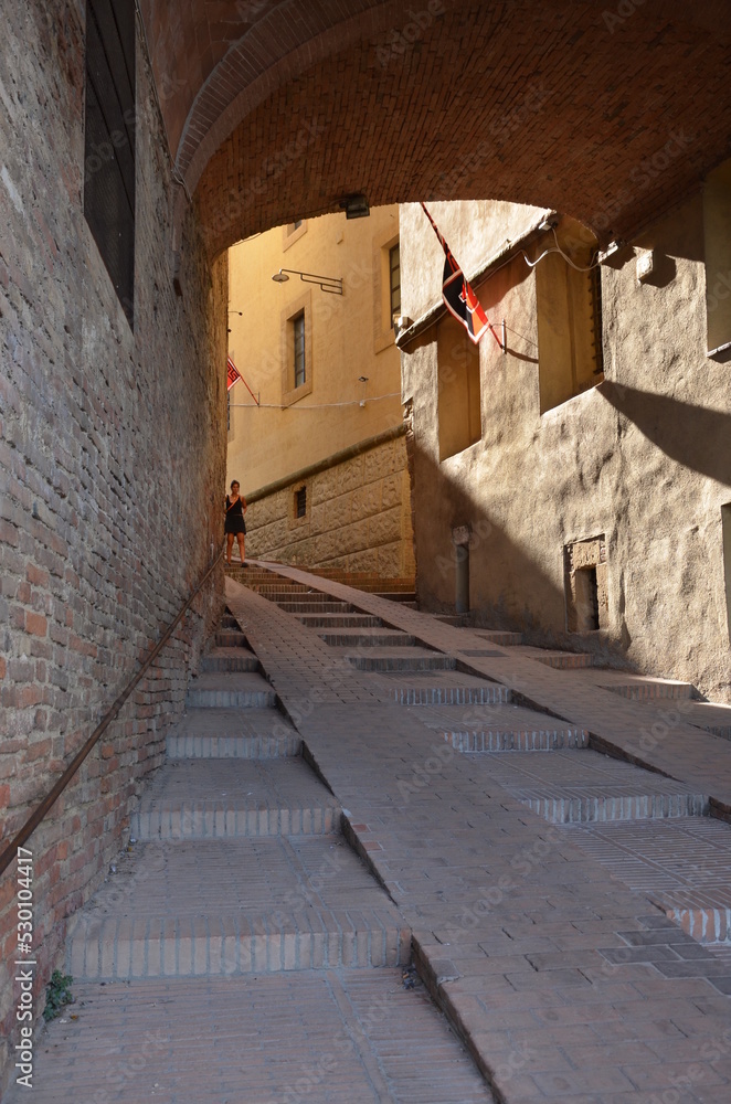 The beautiful countryside and town of Montepulciano in Tuscany on a bright summer day