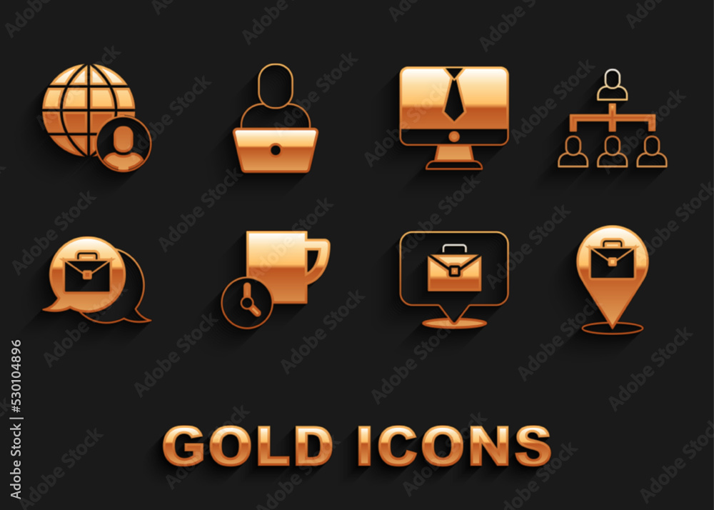 Set Time management, Hierarchy organogram chart, Online working, Video chat conference, Freelancer and icon. Vector Set Time management, Hierarchy organogram chart, Online working, Video chat conference, Freelancer and icon. Vector