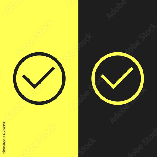 two confirmation icons in gray-yellow and yellow-gray