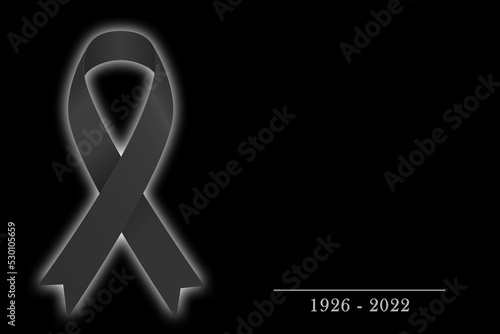 Εκτύπωση καμβά mourning ribbon for the death of Queen Elizabeth II, copy space, september 8