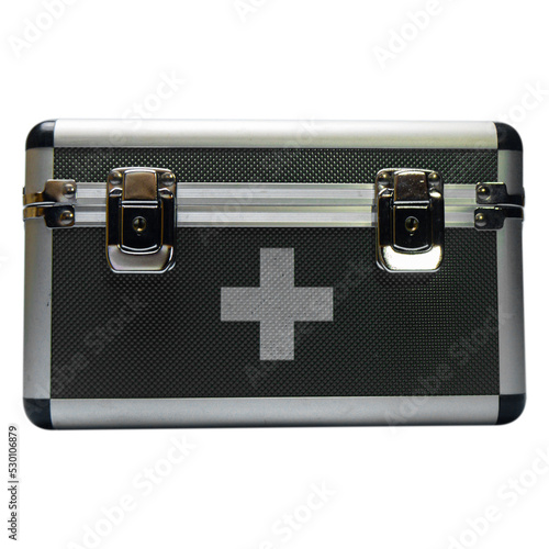 Black first aid kit png image.  black briefcase isolated.
