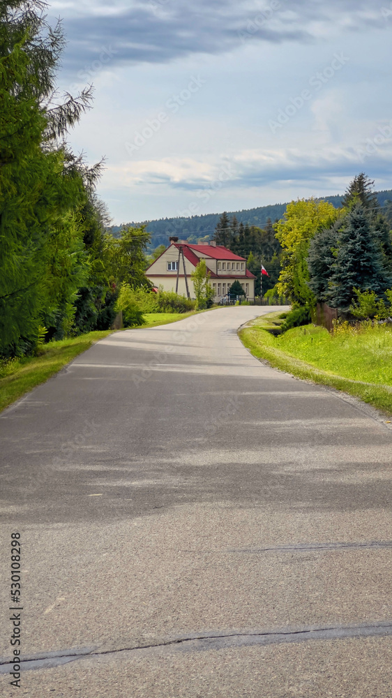 WIDOK NA PUSTĄ WIEJSKĄ DROGĘ