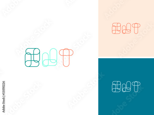 ABSTRACT ILLUSTRATION WORD OUT FLAT COLOR WITH LINES LOGO ICON DESIGN VECTOR