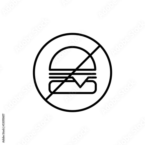 No Fast Food. No to Eat Burger line icon. Simple element illustration.  No Fast Food. No to Eat Burger concept outline symbol design.