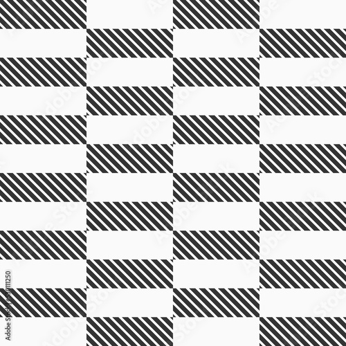 Abstract geometric seamless vector pattern with striped rectangles. Design elements. Geometric black abd white background.
