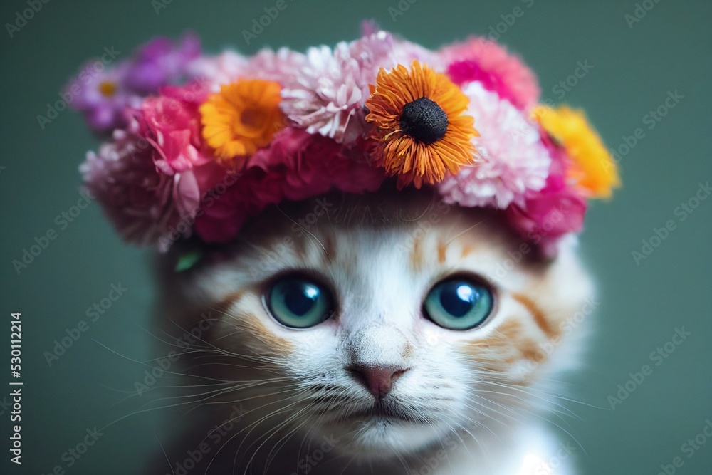 Fototapeta cat with flower