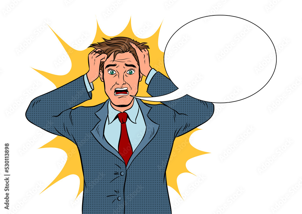 Man with panic emotion pop art PNG illustration with transparent background Man with panic emotion pop art PNG illustration with transparent background