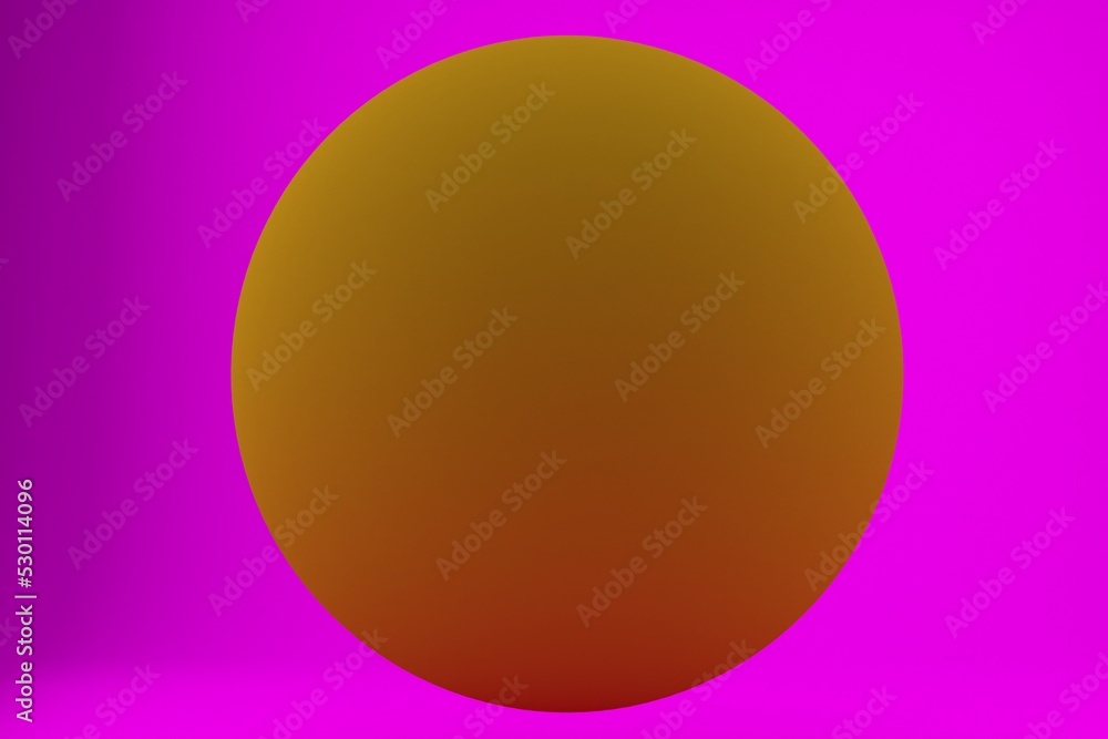 3d rendering golden sphere on pink background. 3d illustration