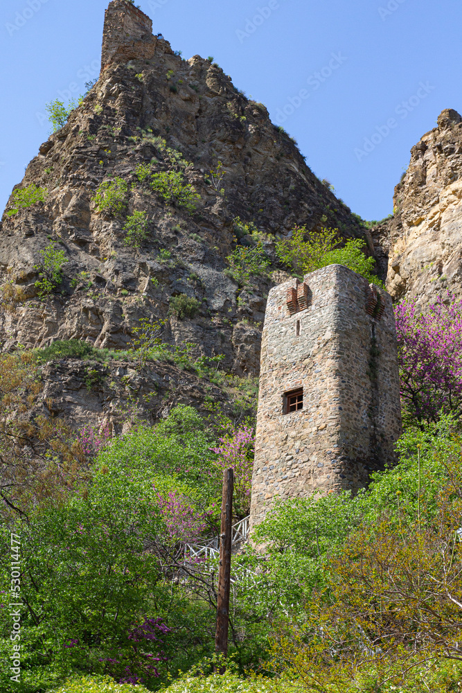 An ancient defense tower on the territory of Narikala fortress in Tbilisi. Georgia country