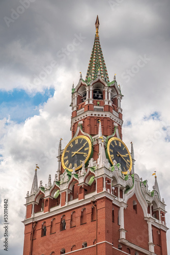 Spasskaya Tower of Moscow Kremlin on Red Square, Russia photo