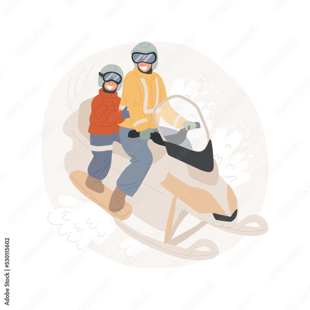 Snowmobile isolated cartoon vector illustration. Snowmobiling adventure ...