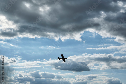 Fighter aircrafts on the sky with clouds
