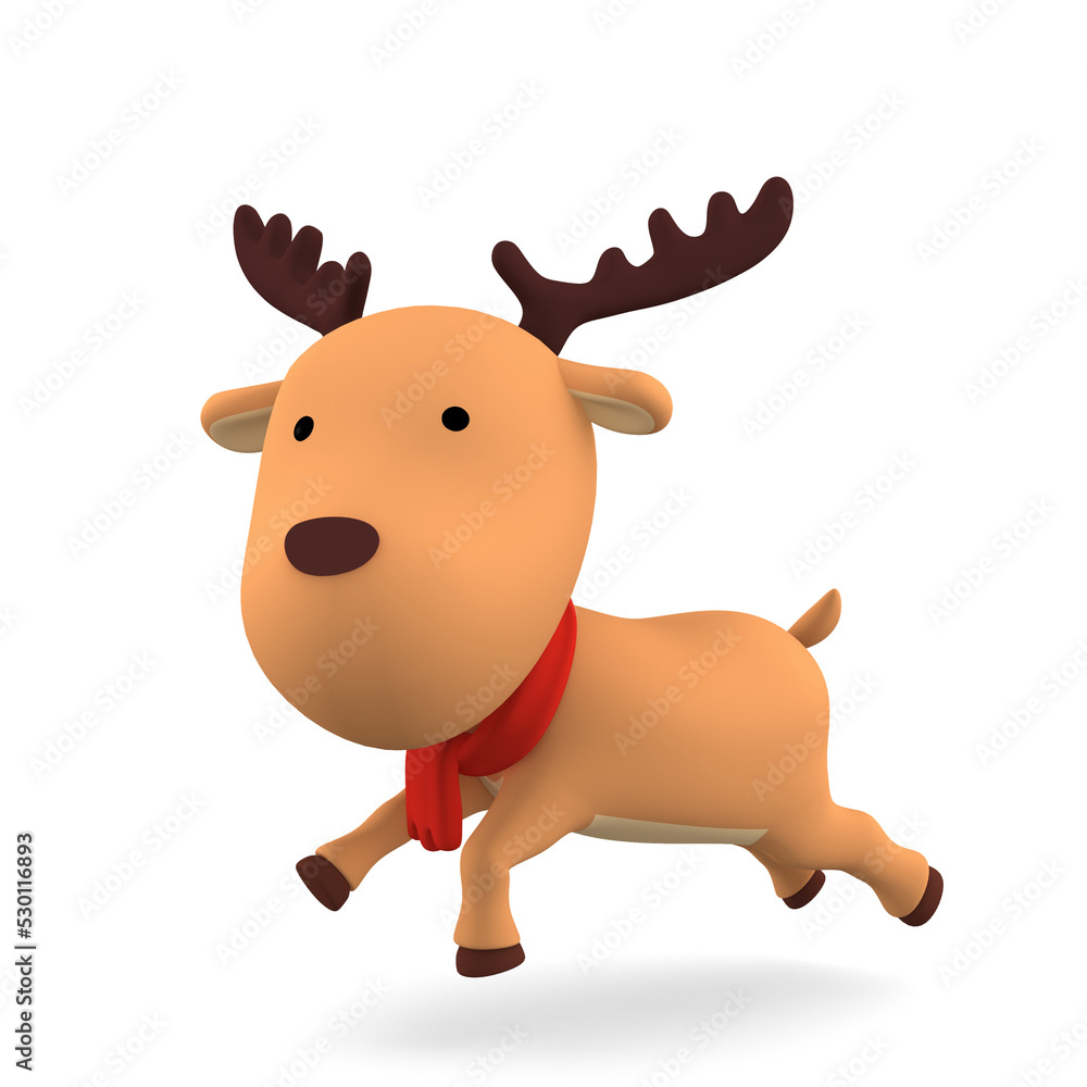 reindeer on transparent background, 3D illustration