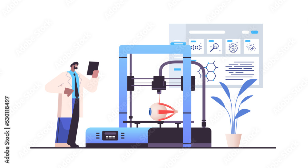 researcher prints eyeball model on 3d bio printer medical printing of human transplantation organ biological engineering researcher prints eyeball model on 3d bio printer medical printing of human transplantation organ biological engineering