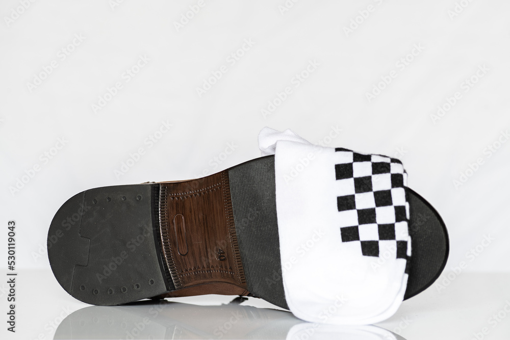 Men's autumn boots made of brown genuine leather isolated on a white background. Men's autumn boots made of brown genuine leather isolated on a white background.