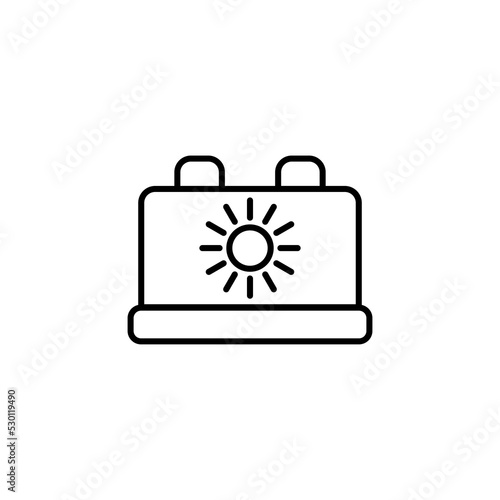 Car battery icon. Outline car battery icon for web design isolated on white background eps 10