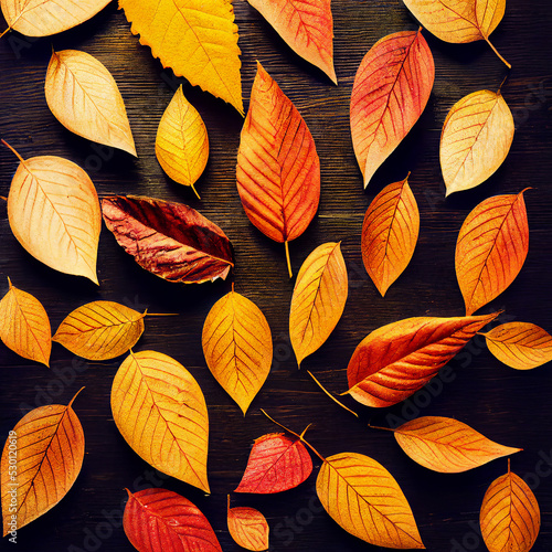 Colorful autumn leaves illustration set.