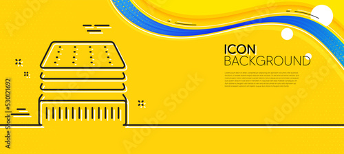 Deluxe mattress line icon. Abstract yellow background. Luxury orthopedic pad sign. Breathable sleep bed symbol. Minimal deluxe mattress line icon. Wave banner concept. Vector