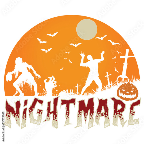 Fotografiet Nightmare Happy Halloween shirt print template, Pumpkin Fall Witches Halloween C