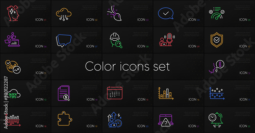 Set of Online question, Brush and Difficult stress line icons. Include Diagram graph, Puzzle, Dot plot icons. Time management, Correct answer, Quick tips web elements. Inspect, Teamwork. Vector
