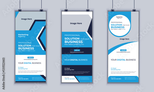 Corporate Business Roll Up Banner Design, Multipurpose Roll Up Banner Standee Design, Vector Banner Template, Corporate Identity Print Template