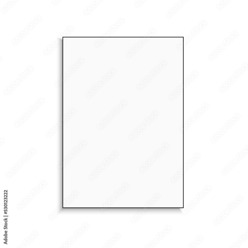 Realistic vector frame with minimalistic thin black border and shadow. Isolated on white background. Empty space for your design. Can be used like mockup, template, poster, card etc