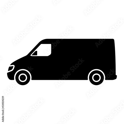 Van icon. Cargo minibus. Delivery truck. Black silhouette. Side view. Vector simple flat graphic illustration. Isolated object on a white background. Isolate.