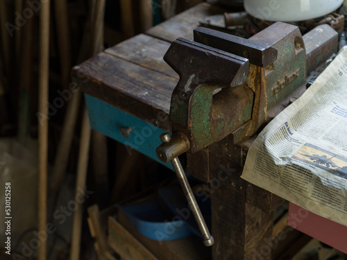 old anvil in a workshop