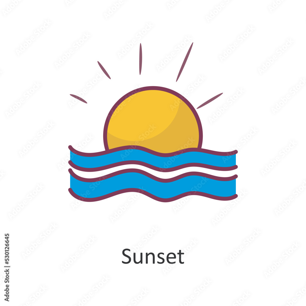 Sunset vector filled outline Icon Design illustration. Holiday Symbol on White background EPS 10 File Sunset vector filled outline Icon Design illustration. Holiday Symbol on White background EPS 10 File