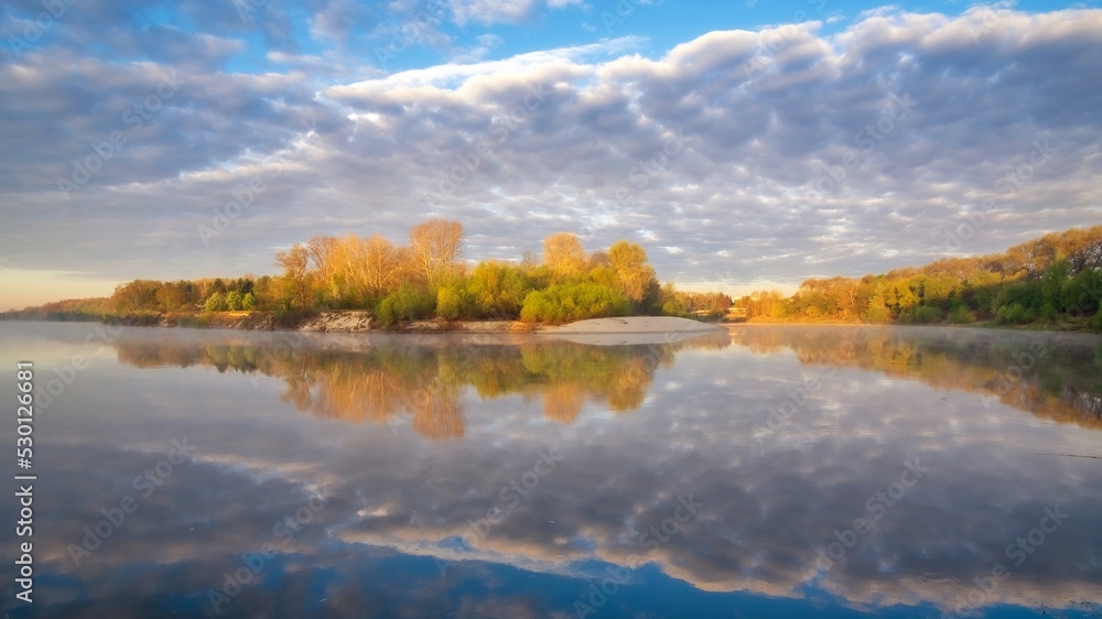 Fototapeta premium autumn landscape with lake