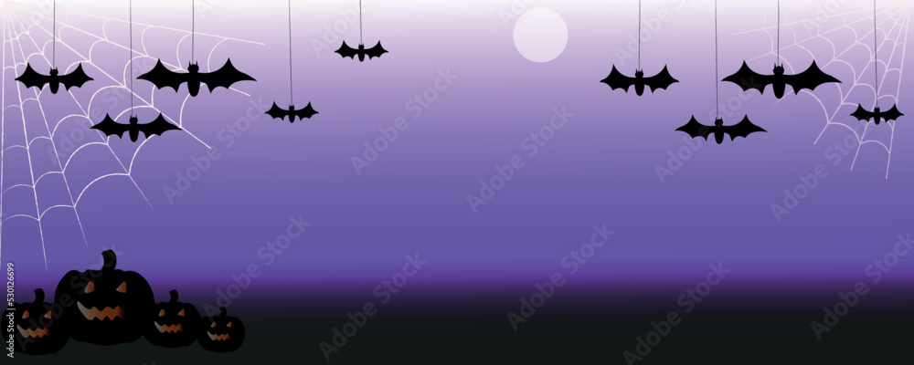 Halloween vector background with bats and pumpkins.