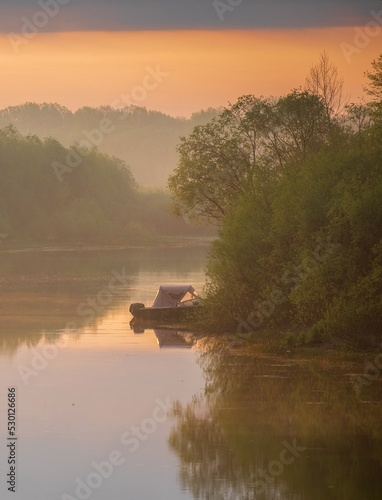 spring sunrise over the river #530126686