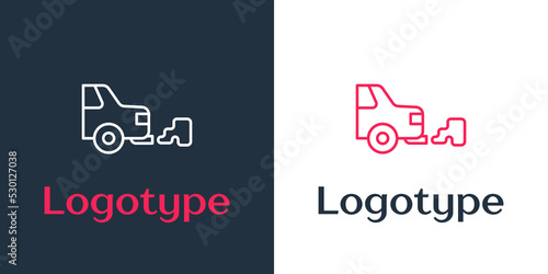 Logotype line Car exhaust icon isolated on white background. Logo design template element. Vector