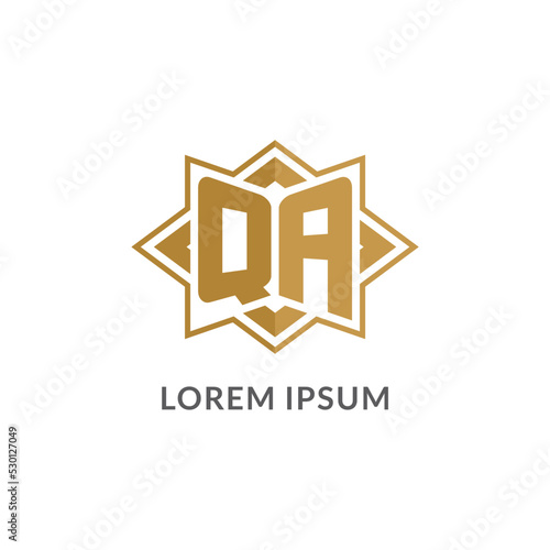 Initial letter QA logo monogram with eight point star style design ideas