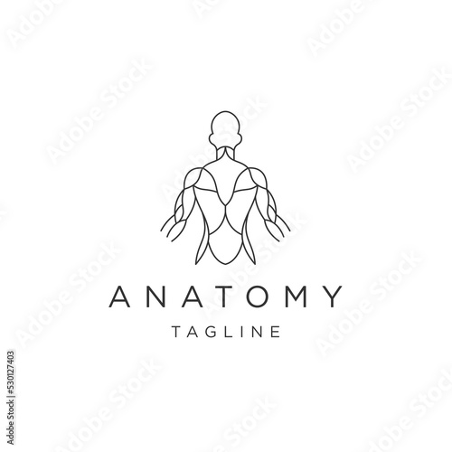 Anatomy line logo icon design template flat vector