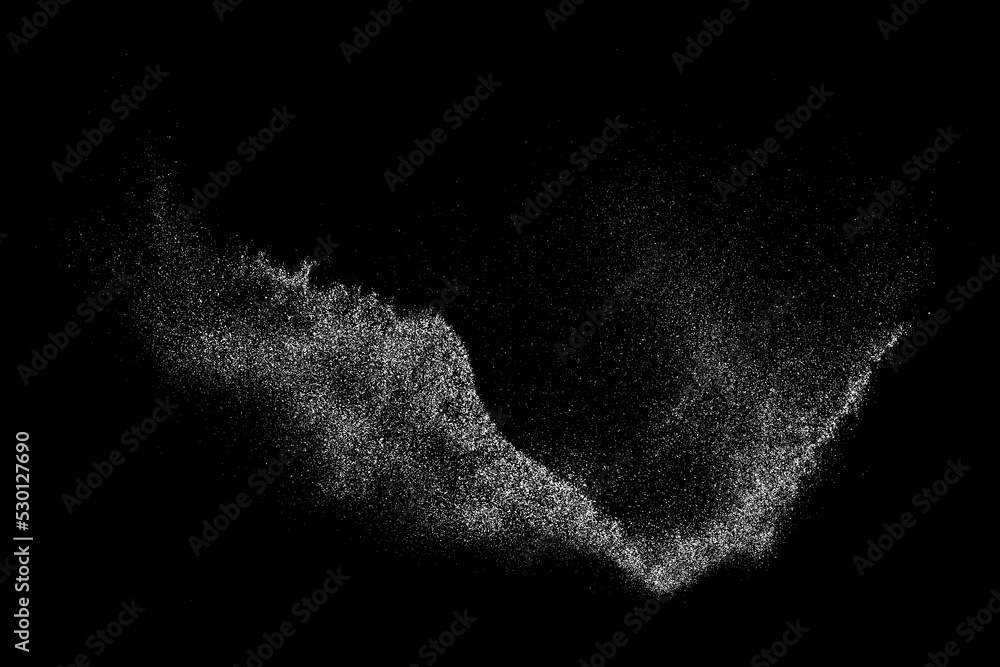 Fototapeta premium Distressed white grainy texture. Dust overlay textured. Grain noise particles. Rusted black background. Vector illustration. EPS 10. 
