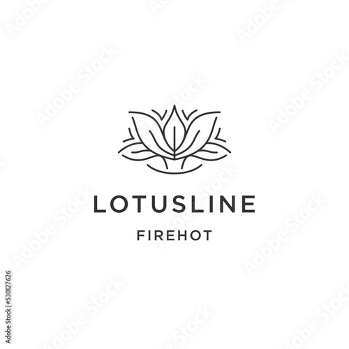 Lotus line logo icon design template flat vector