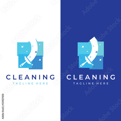 Cleaning Logo template design.Cleaning protection,house cleaner with washing spray and cleaning tools.