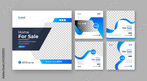 Bundle Real estate house social media Instagram post or web banner template	