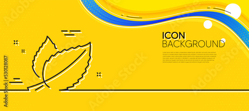 Mint leaves line icon. Abstract yellow background. Herbal leaf sign. Tea with Mentha symbol. Minimal mint leaves line icon. Wave banner concept. Vector