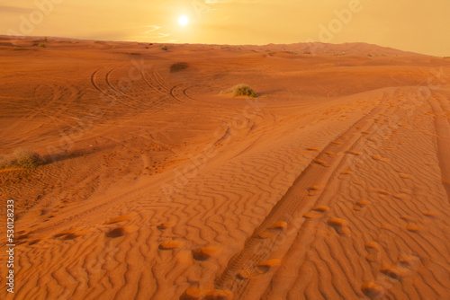 Sand landscape sunset view on desert  Dubai  United Arab Emirates