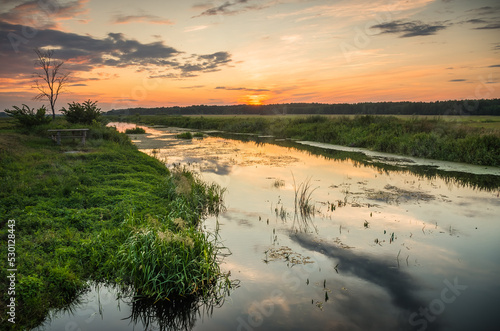 sunset over the river