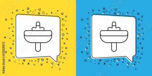 Set line Washbasin with water tap icon isolated on yellow and blue background. Vector