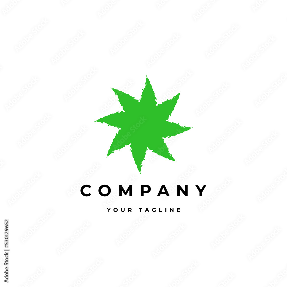 star green leaf logo, or organic windmill shape icon vector.
