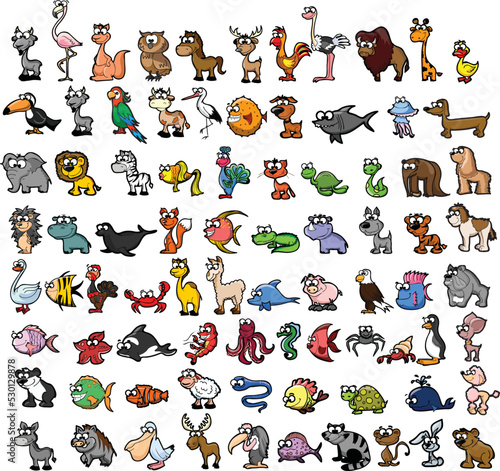 Set of cute cartoon animals